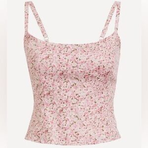 REFORMATION Hattie Linen Top Pink $148 Side Zip Adjustable Straps Bustier Sz 8